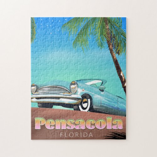 Pensacola florida vintage style travel poster jigsaw puzzle