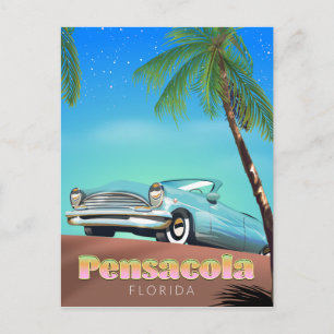 Pensacola, florida vintage style travel poster postcard