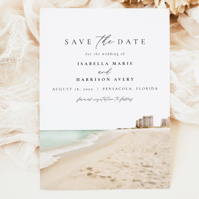 PENSACOLA Florida Watercolor Beach Save the Date Invitation (Creator Uploaded)