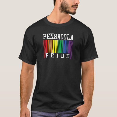 Pensacola Gay Pride Rainbow Flag Barcode T_Shirt