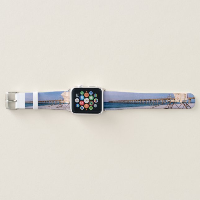 Pensacola Morning Lifeguard Stand And Pier Apple Watch Band (Front)