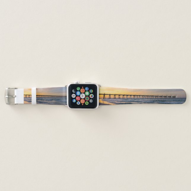 Pensacola Pier Shoreline Sunrise Apple Watch Bands (Front)