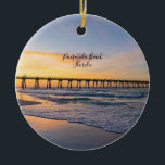 Pensacola Pier Shoreline Sunrise Circle Ornament<br><div class="desc">Ornament souvenir featuring waves rolling on shore during this gold hour sunrise by the Pensacola Beach Gulf Pier in Pensacola Beach,  Florida,  United States. Looking for more products? Visit my store: http://www.zazzle.com/timelessmomentsphtgy Photo was taken by Jennifer White with Timeless Moments Photography. All images are copyrighted.</div>