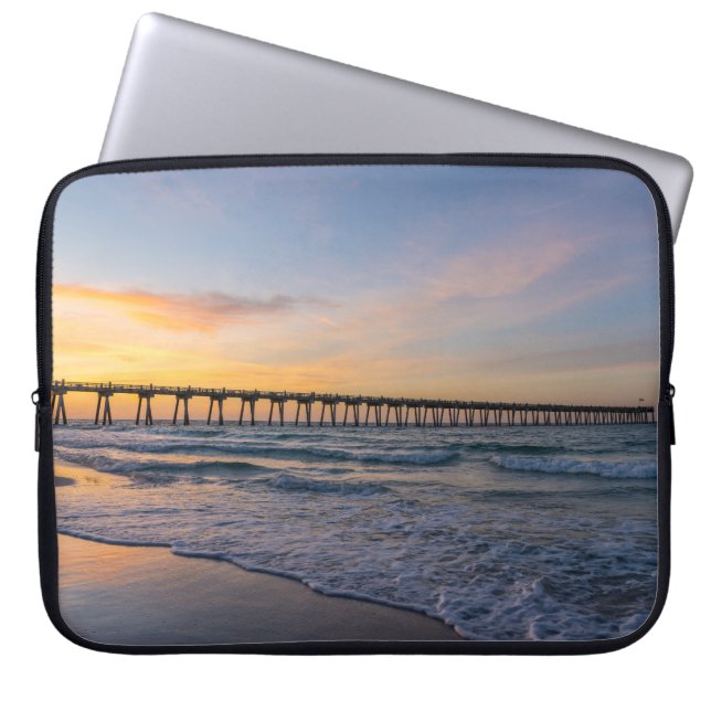 Pensacola Pier Shoreline Sunrise Laptop Sleeve (Front)