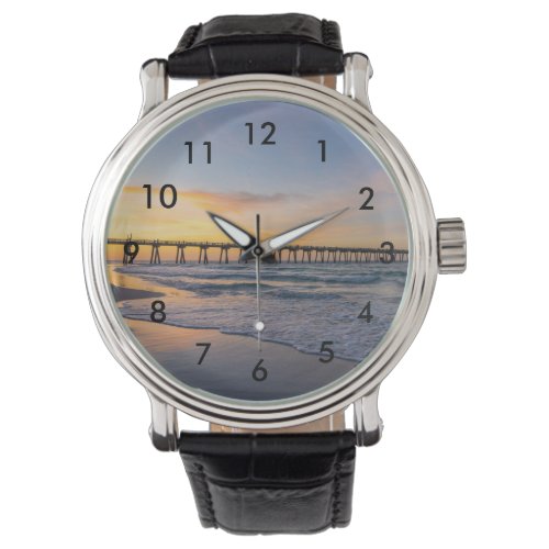 Pensacola Pier Shoreline Sunrise Wrist Watch