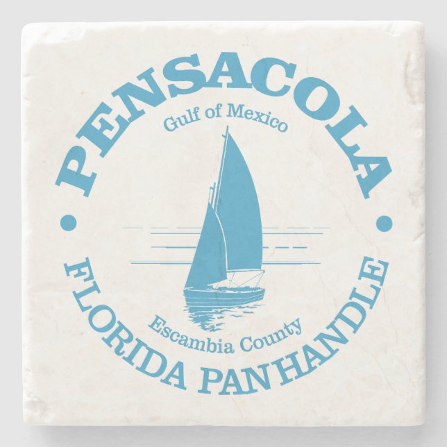 Pensacola (sailboat) stone coaster (Front)