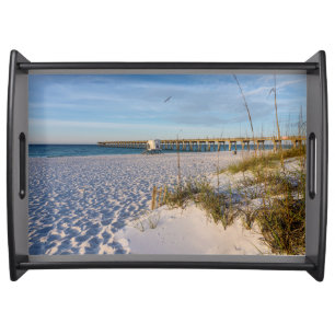 Pensacola Sand Dunes Pier Morning Serving Tray