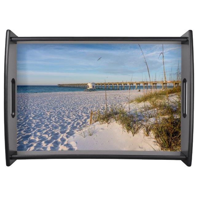 Pensacola Sand Dunes Pier Morning Serving Tray (Front)