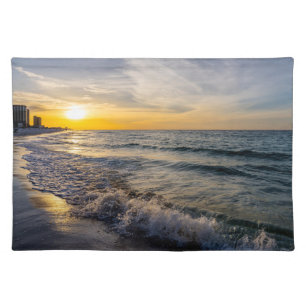 Pensacola Splashing Waves Sunrise Cloth Placemat