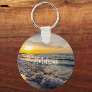 Pensacola Splashing Waves Sunrise Key Chain