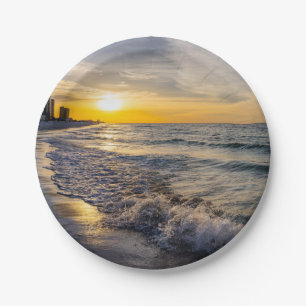 Pensacola Splashing Waves Sunrise Paper Plates