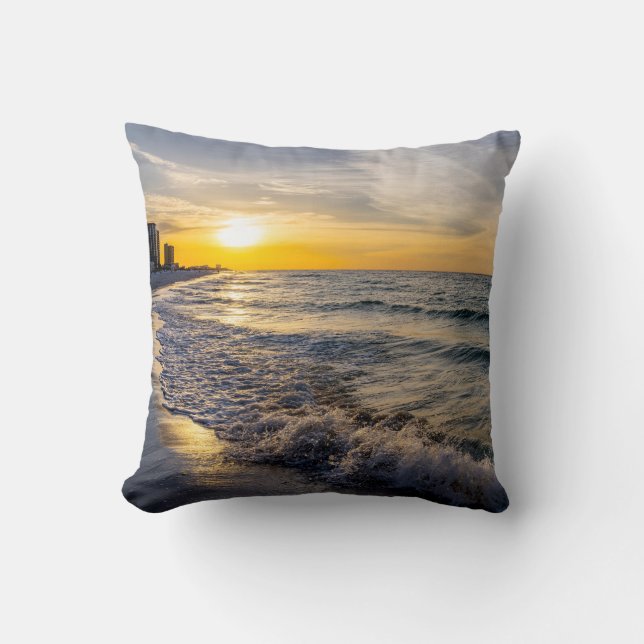Pensacola Splashing Waves Sunrise Pillow (Front)