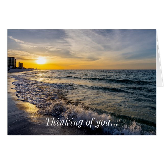 Pensacola Splashing Waves Sunrise Thinking Of You Cards (Front Horizontal)