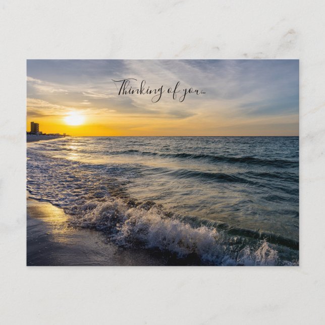 Pensacola Splashing Waves Sunrise Thinking Of You Postcard (Front)