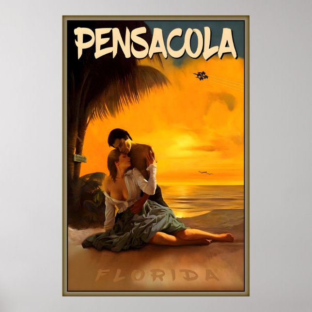 Pensacola Sunset Escambia County Florida Beach Poster (Front)