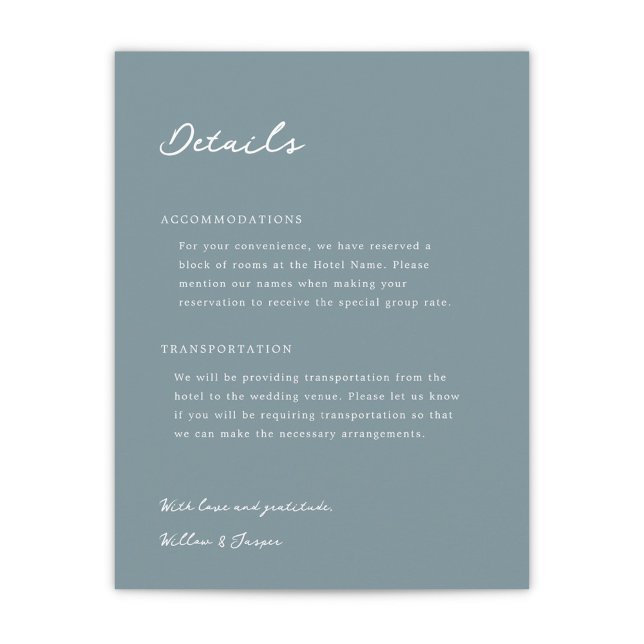 Pensacola Wedding Enclosure Card (Pensacola Wedding Enclosure Card in Dusty Blue)