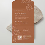 Pensacola Wedding Invitation With RSVP QR Code<br><div class="desc">This exquisite invitation captures the essence of your special day with its clean lines, sophisticated typography, and subtle tropical leaf sketches. The rich bronze or burnt orange hue sets the tone for a warm and inviting celebration. Whether you're planning a beachfront ceremony or simply want to infuse a touch of...</div>