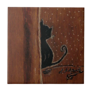 Pensive Cat Right Ceramic Tile