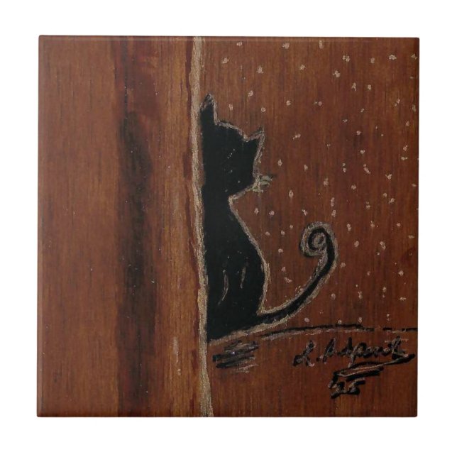 Pensive Cat Right Ceramic Tile (Front)