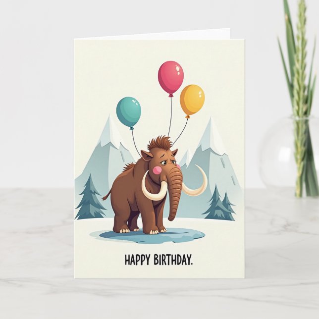 Pensive Elephant Birthday Card (Front)