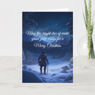 Pensive Knight of the Winter Wonderland Christmas Holiday Card
