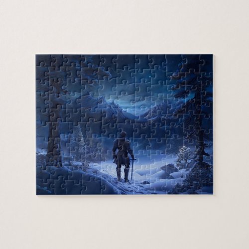 Pensive Knight of the Winter Wonderland Jigsaw Puzzle