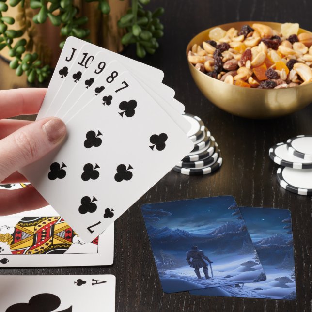 Pensive Knight of the Winter Wonderland Poker Cards (In Situ)