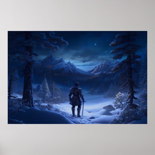 Pensive Knight of the Winter Wonderland Poster
