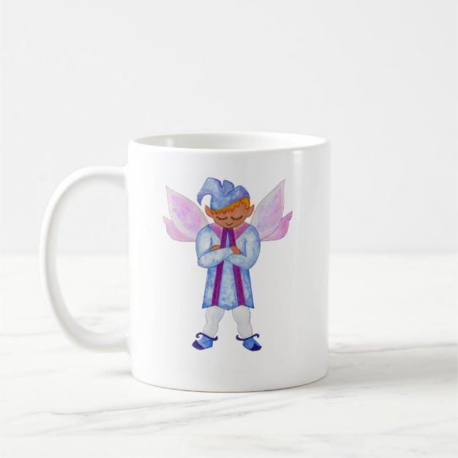 Pensive Light Blue Elf Mug (Left)
