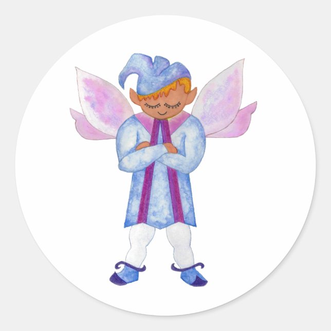 Pensive Light Blue Elf Sticker (Front)