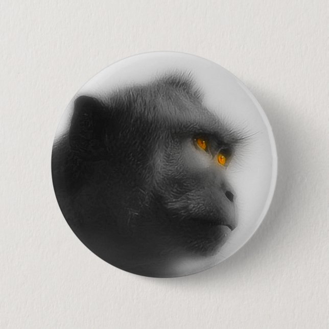 Pensive Monkey Pinback Button (Front)