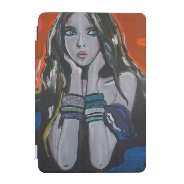 Pensive Muse:Modern Acrylic Portrait iPad Mini Cover (Front)