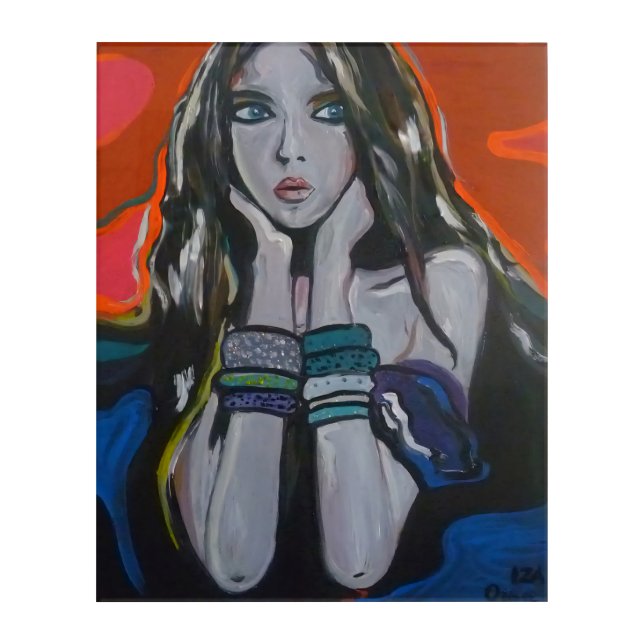 Pensive Muse:Modern Acrylic Portrait Print (Front)