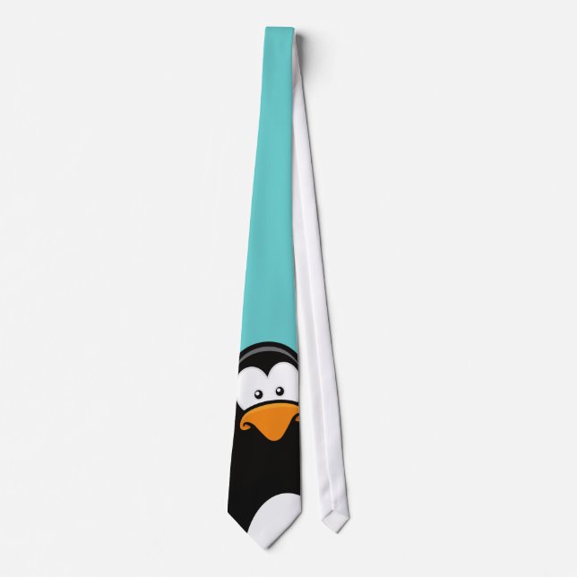 Pensive Penguin | Blue Teal Neck Tie (Front)
