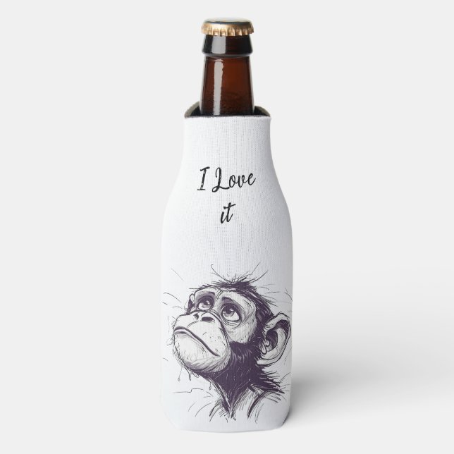 "Pensive Primate Beer Bottle Cooler" Cooler (Bottle Front)
