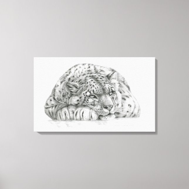 Pensive Snow Leopard by S. Ledneva-Schukina G008 Canvas Print (Front)