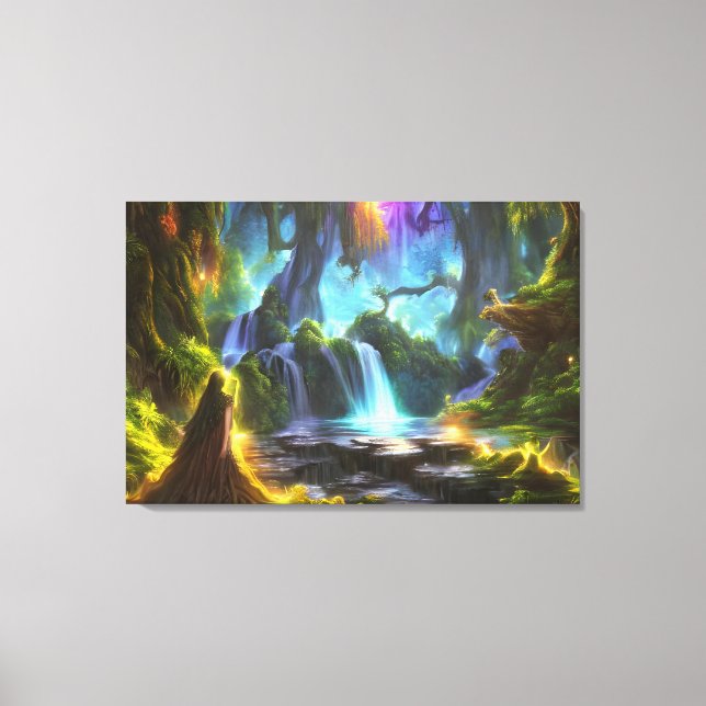 Pensive Woman | Colorful Nature | Fantasy Canvas Print (Front)
