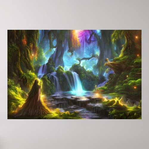 Pensive Woman  Colorful Nature  Fantasy Poster