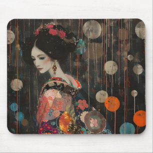 Pensive Woman in Kimono Mouse Pad