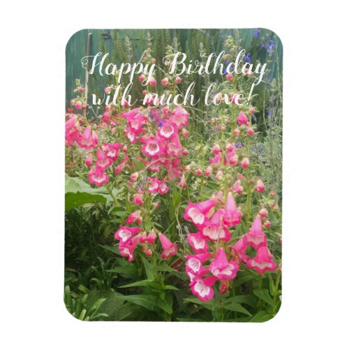 Penstemon Flower Garden floral Happy Birthday Magnet