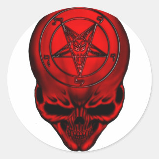 penta skull classic round sticker