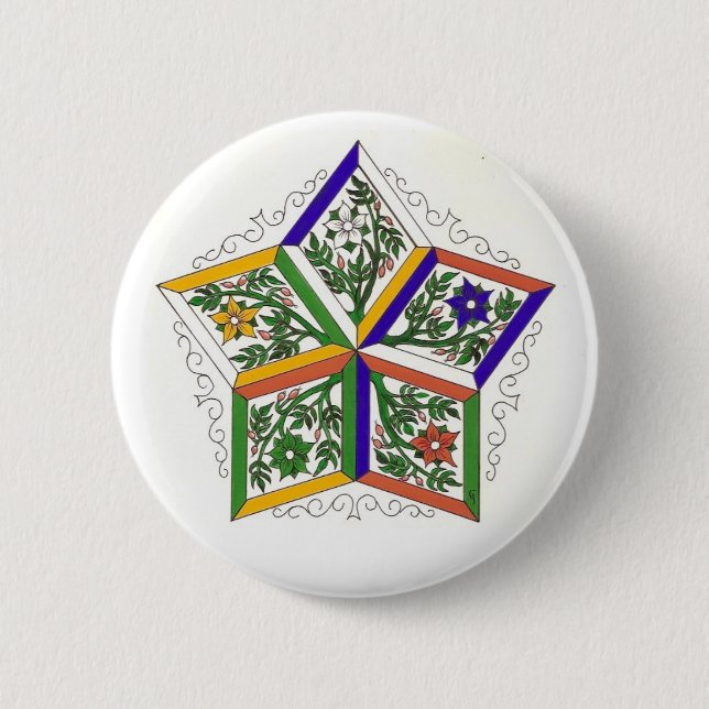 Penta-Star In Flowers Pin (Front)
