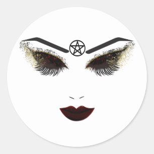 Pentacle Beauty Face Lashes & Dark Lips Makeup Classic Round Sticker