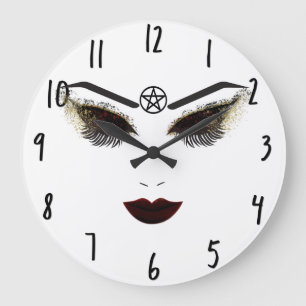 Pentacle Beauty Face Lashes & Dark Lips Makeup Large Clock