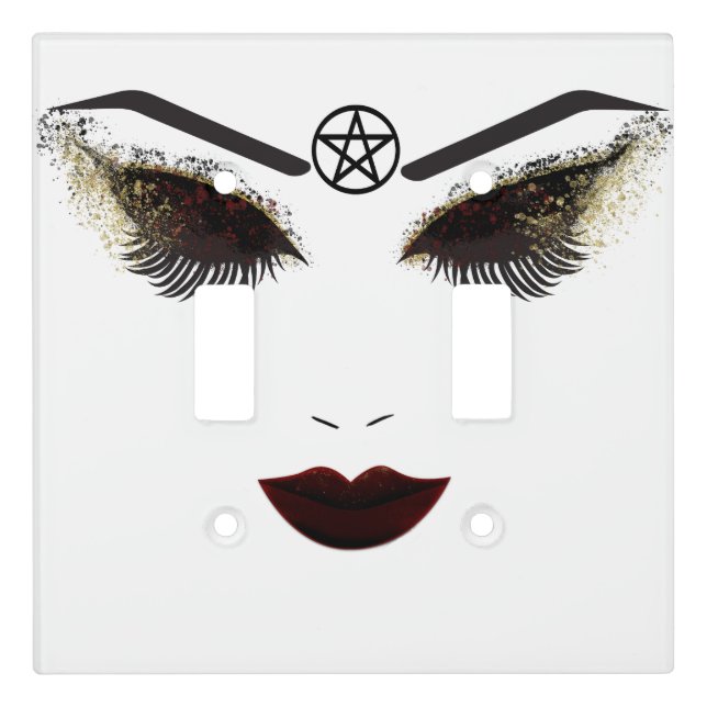 Pentacle Beauty Face Lashes & Dark Lips Makeup Light Switch Cover (Front)