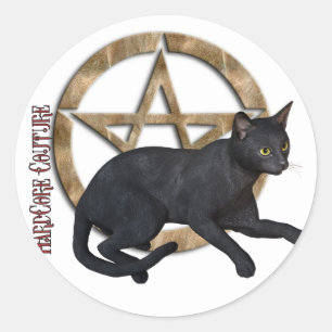 Pentacle Black Cat Classic Round Sticker