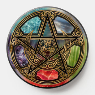 Pentacle Elemental Triskelion Moon Ornament PopSocket