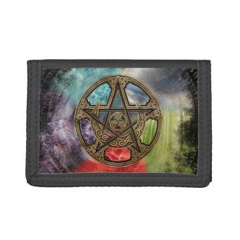Pentacle Elemental Triskelion Moon Ornament Trifold Wallet by LoveMalinois at Zazzle