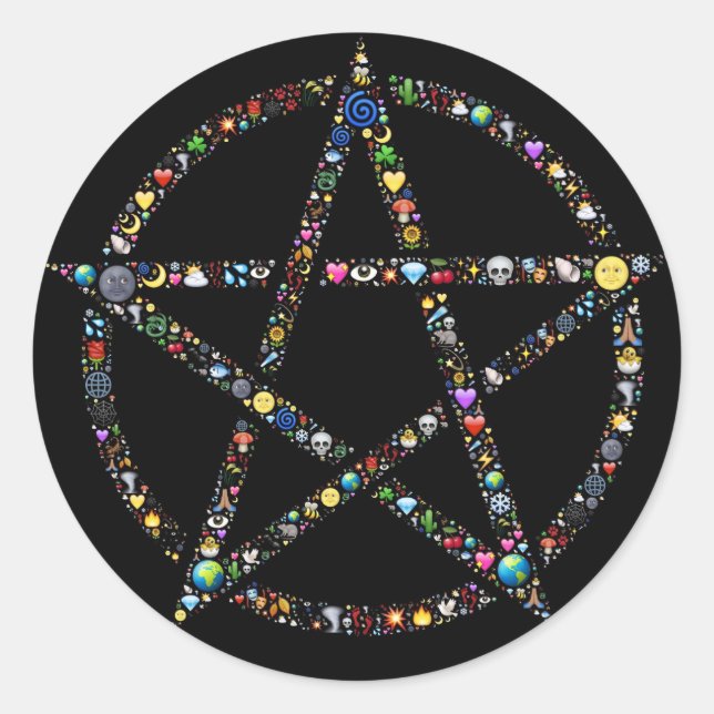 Pentacle Five Elements Round Sticker (Front)