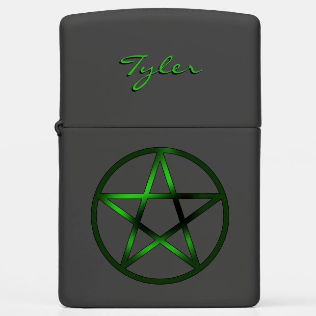 Pentacle - Green Personalized Zippo Lighter (Front)